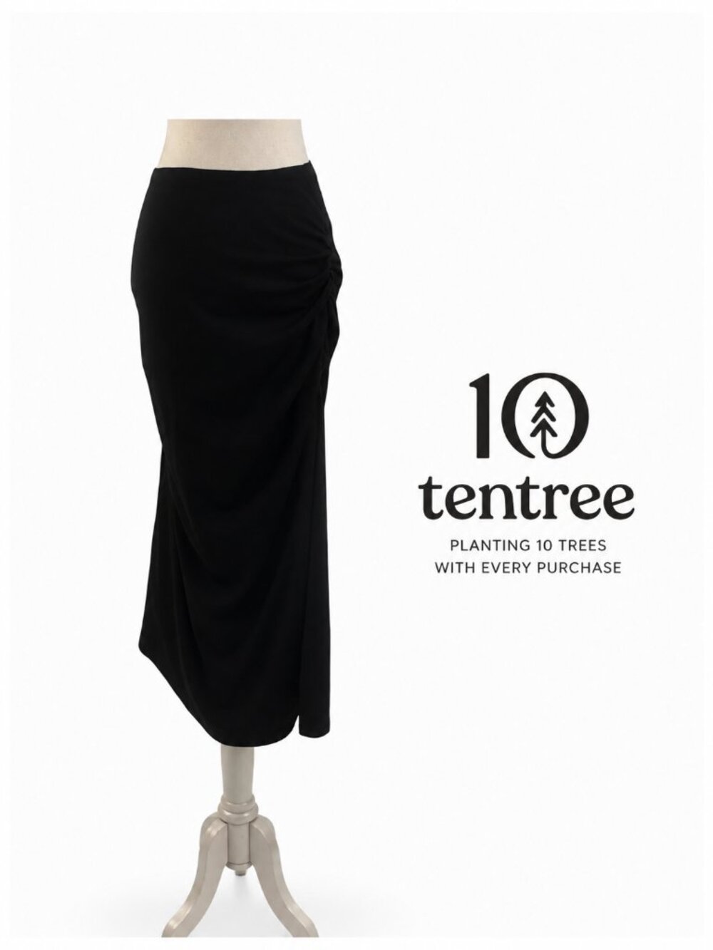 Tentree Black Soft Terry Light Midi Skirt – Large NWT